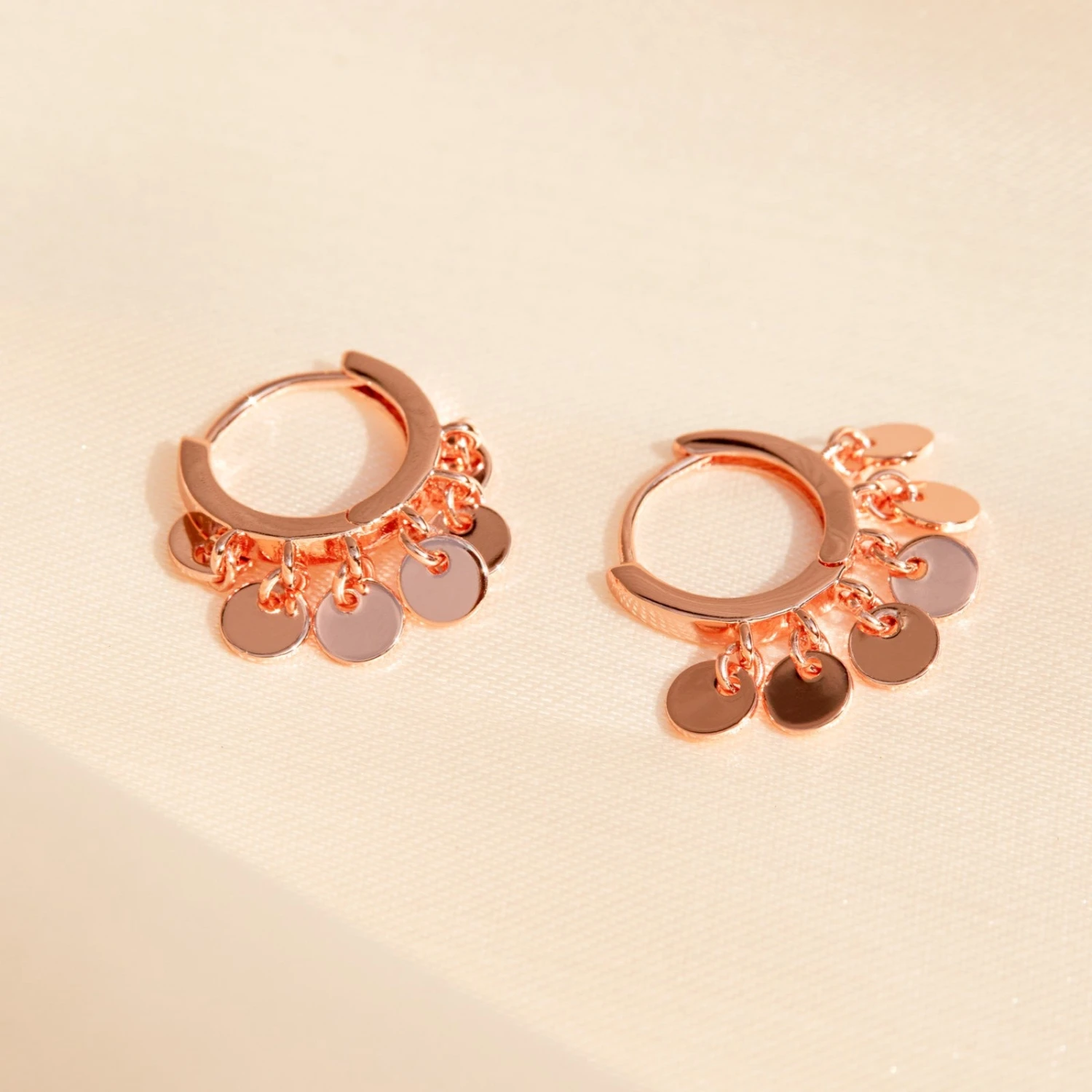 Mini Coin Huggie Earrings - Image 6