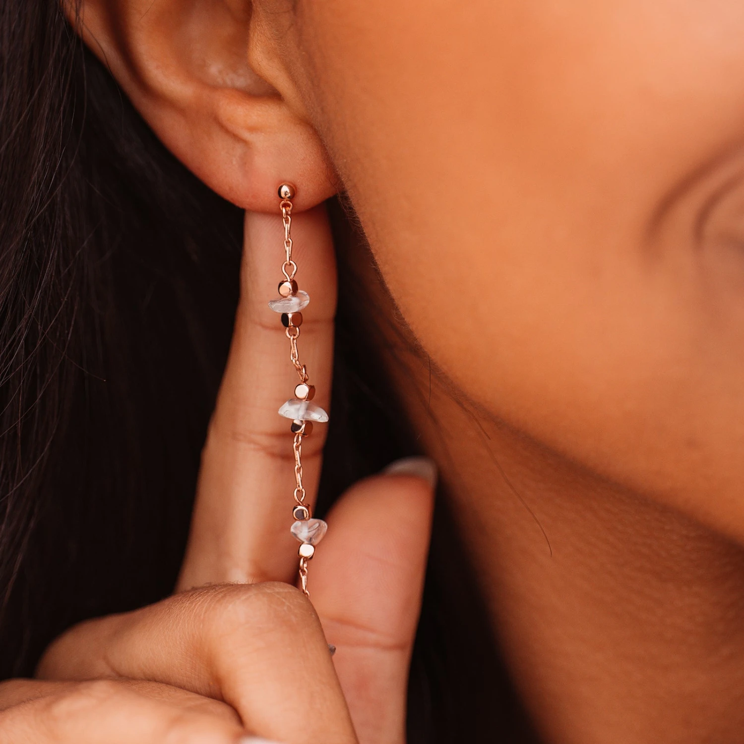 La Costa Gemstone Waterfall Earrings - Image 2