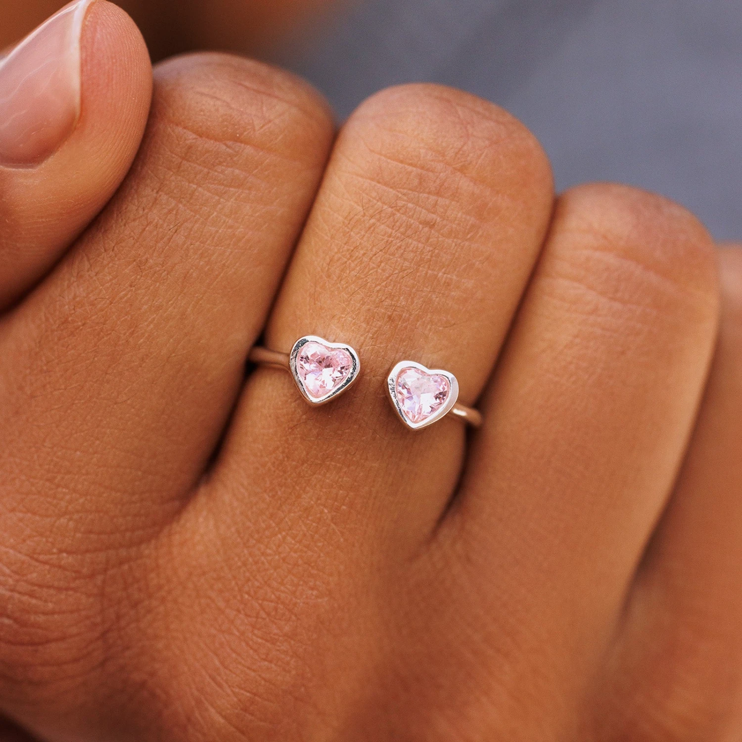Twin Hearts Gemstone Ring - Image 2
