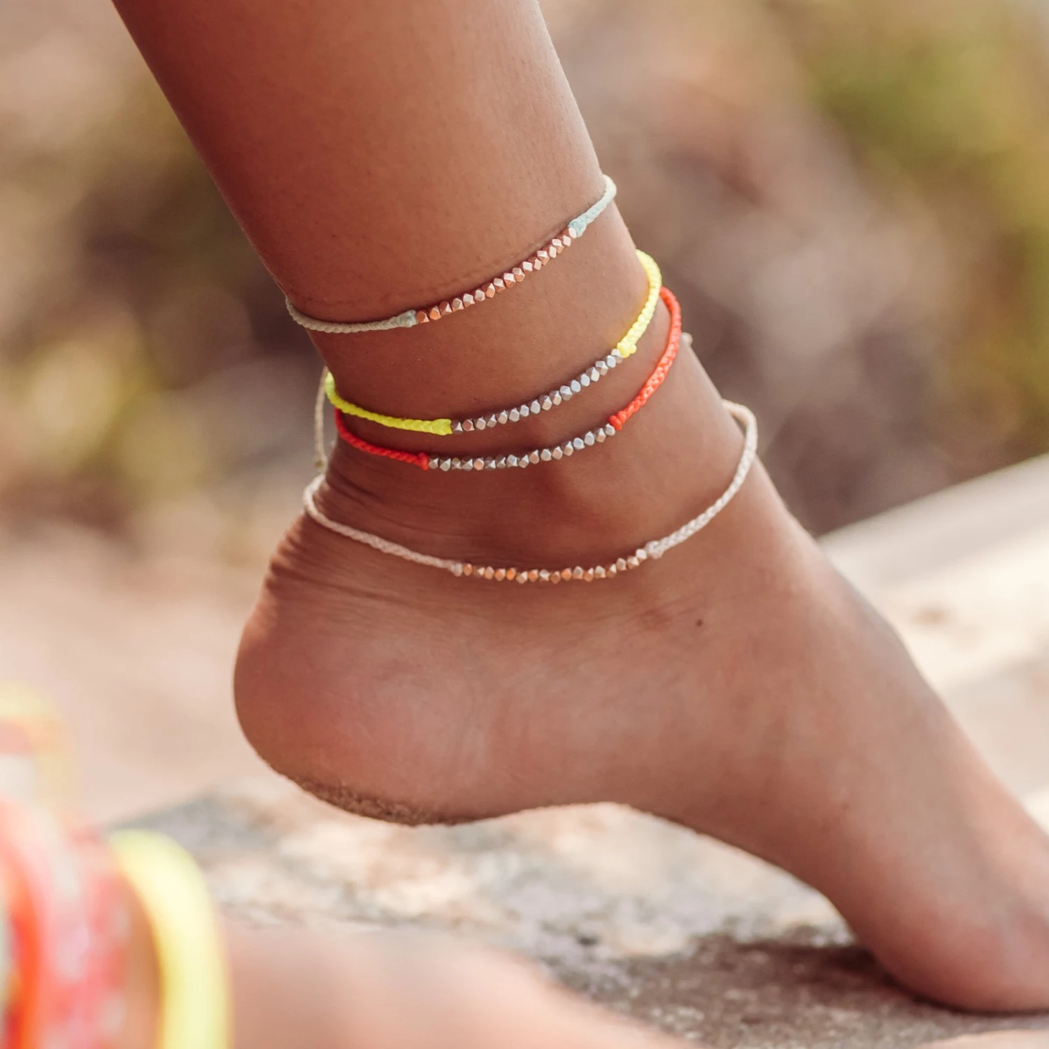 Faceted Metal Bead Anklet - Image 4