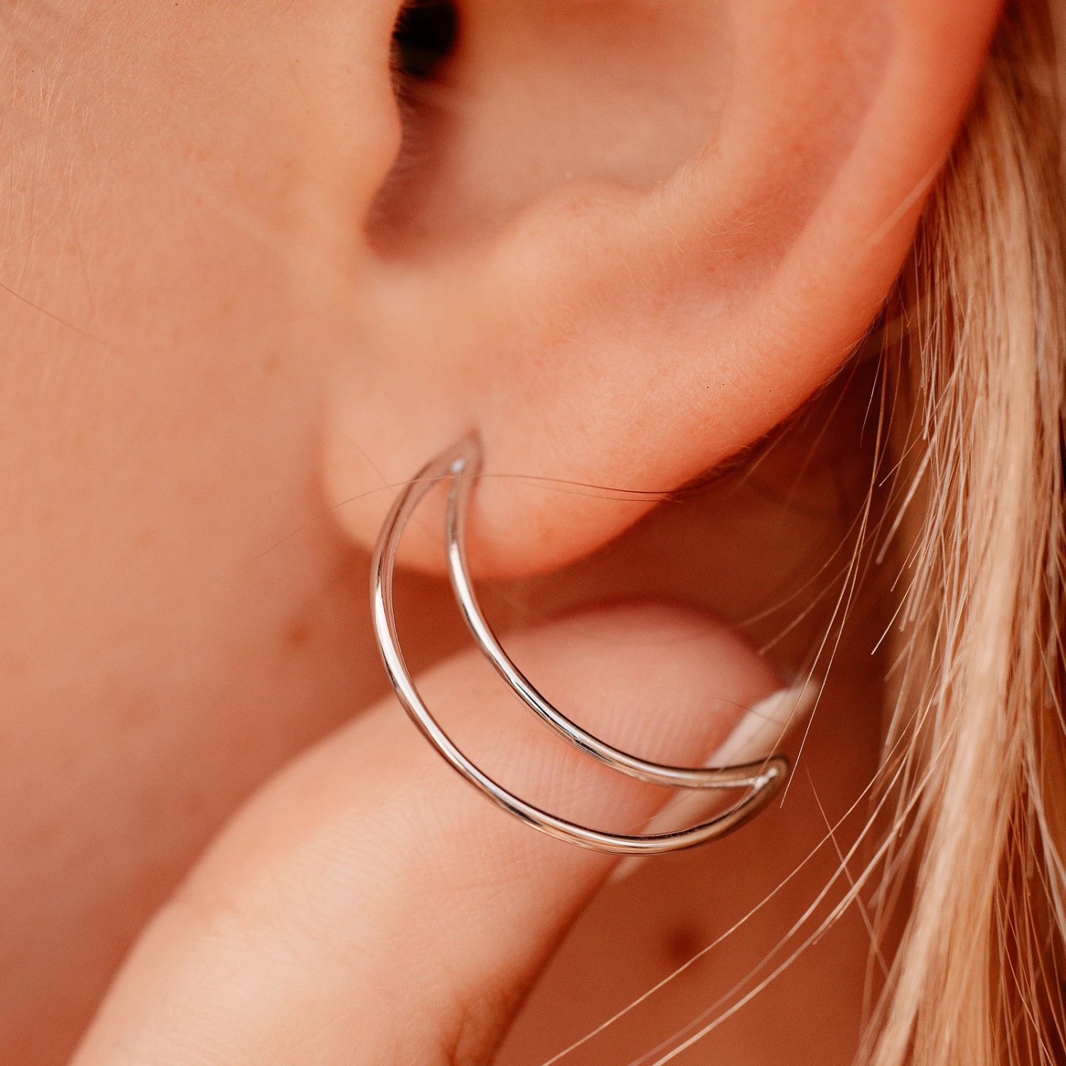Crescent Hoop Earrings - Image 2