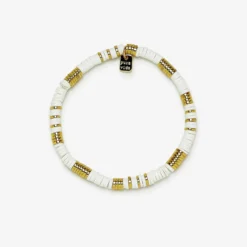 Gold & White Pisa Stretch Bracelet
