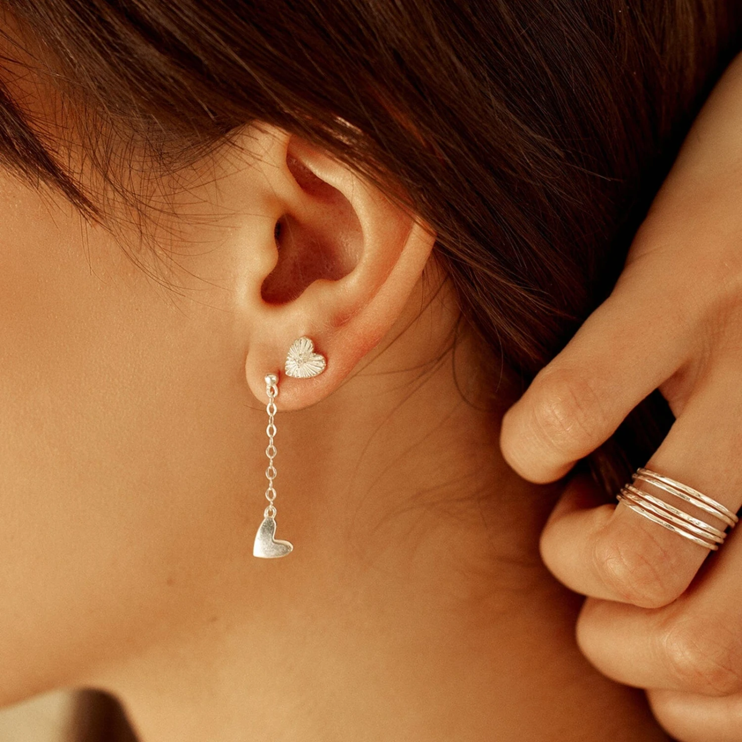 Sunburst Heart Earrings - Image 4