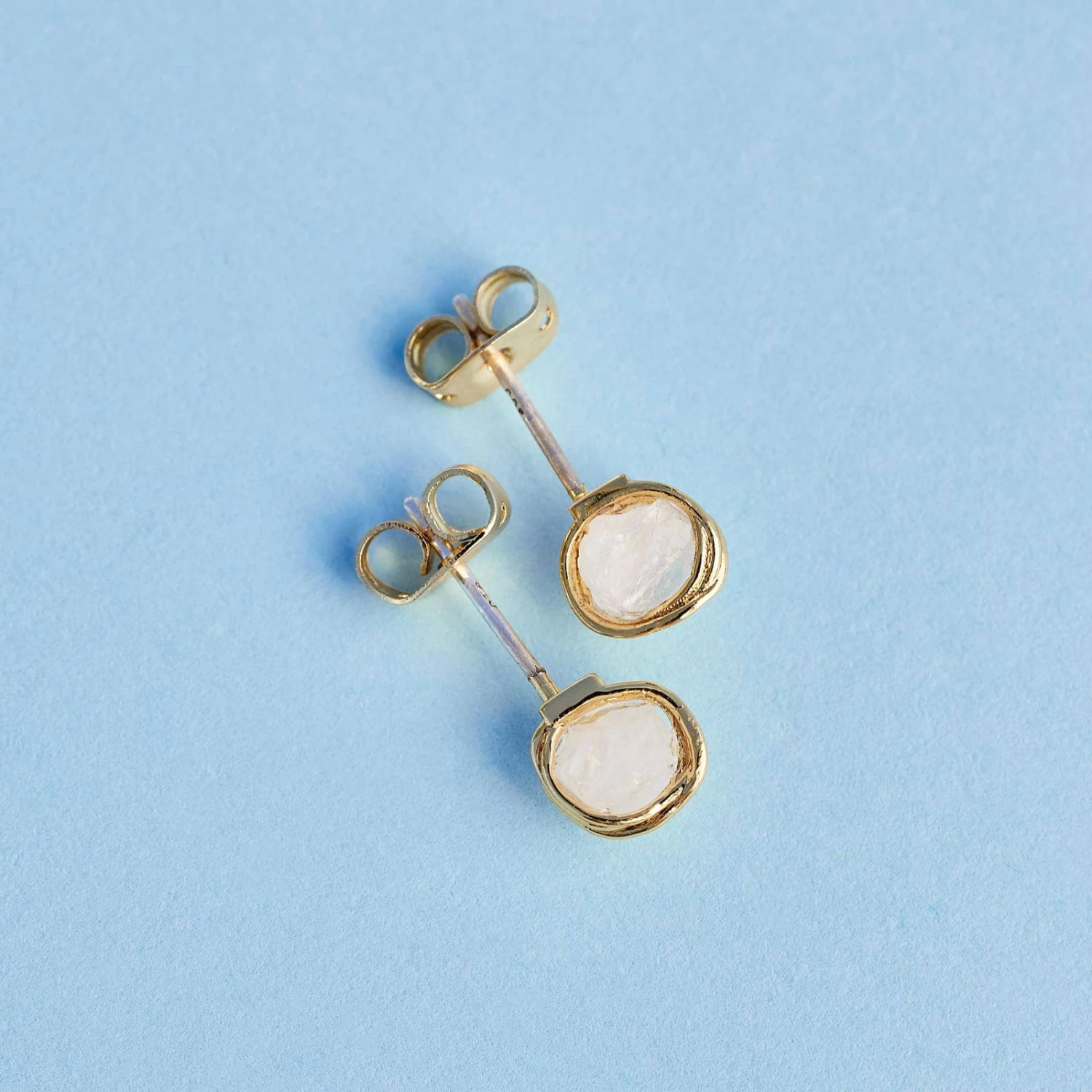 Raw Clear Quartz Stud Earrings - Image 4