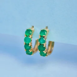 Raw Emerald Hoop Earrings