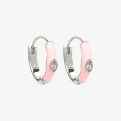 Boarding For Breast Cancer Enamel Hoop Earrings