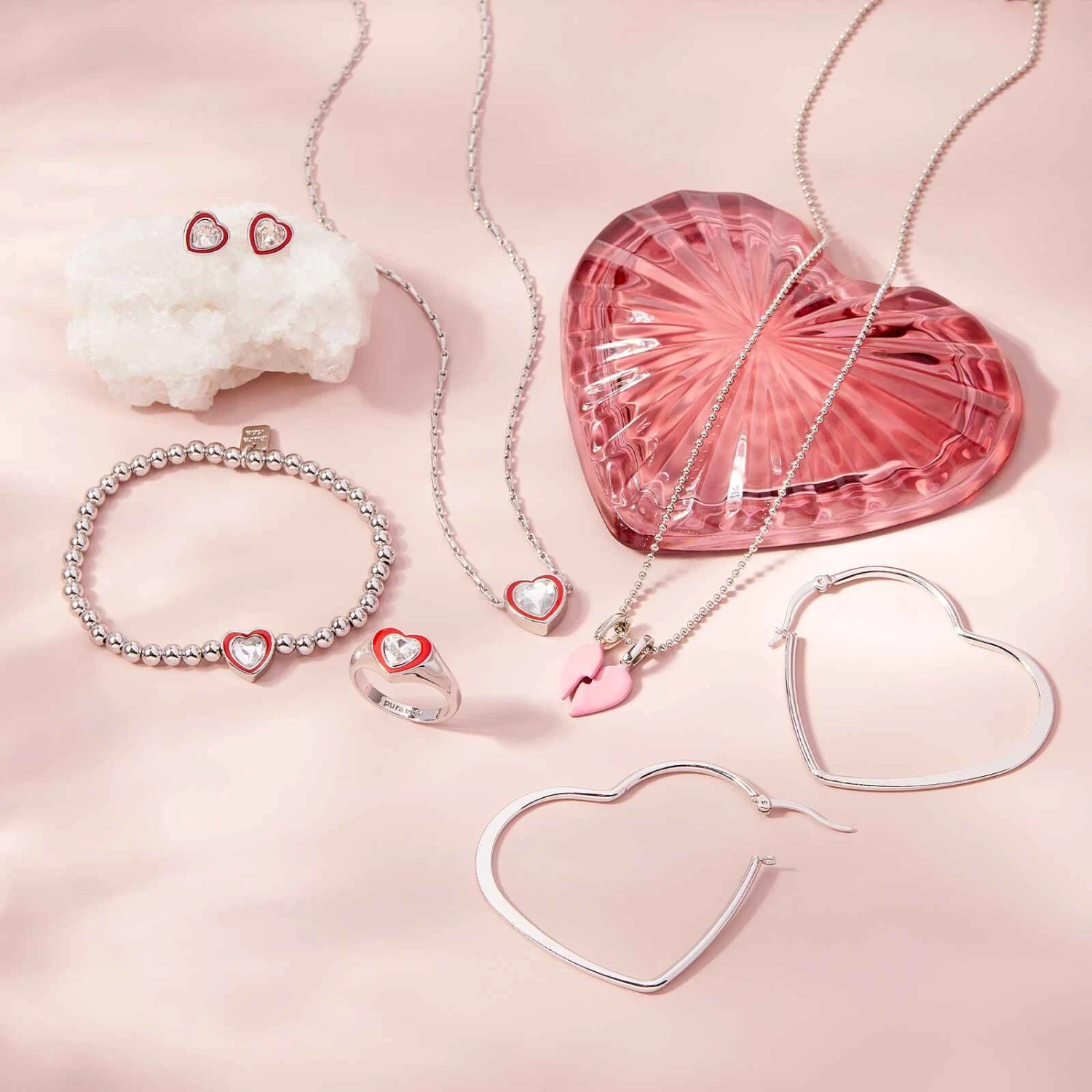 Stone & Enamel Heart Stud Earrings - Image 8