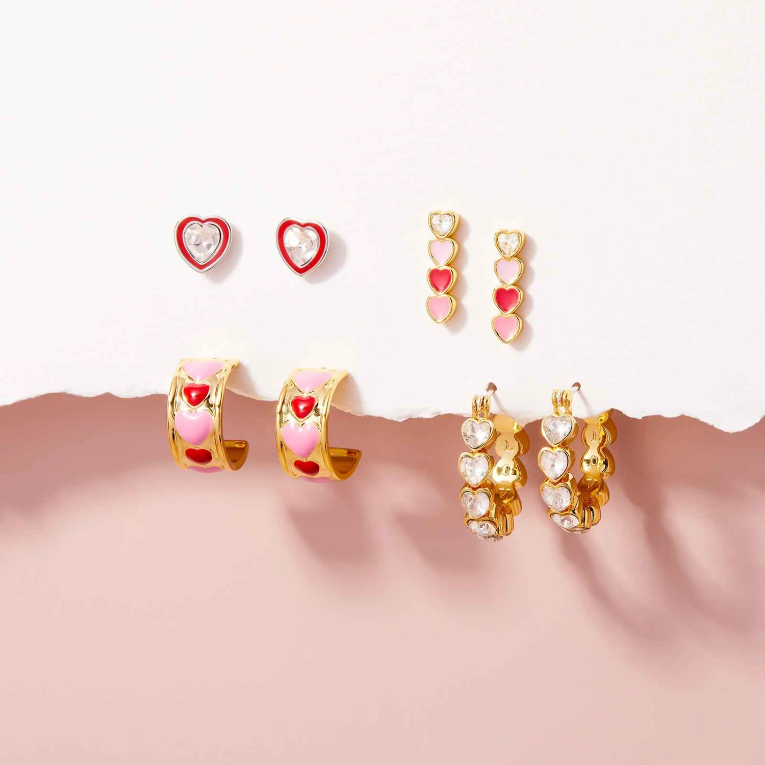 Smitten Enamel Heart Drop Earrings - Image 4