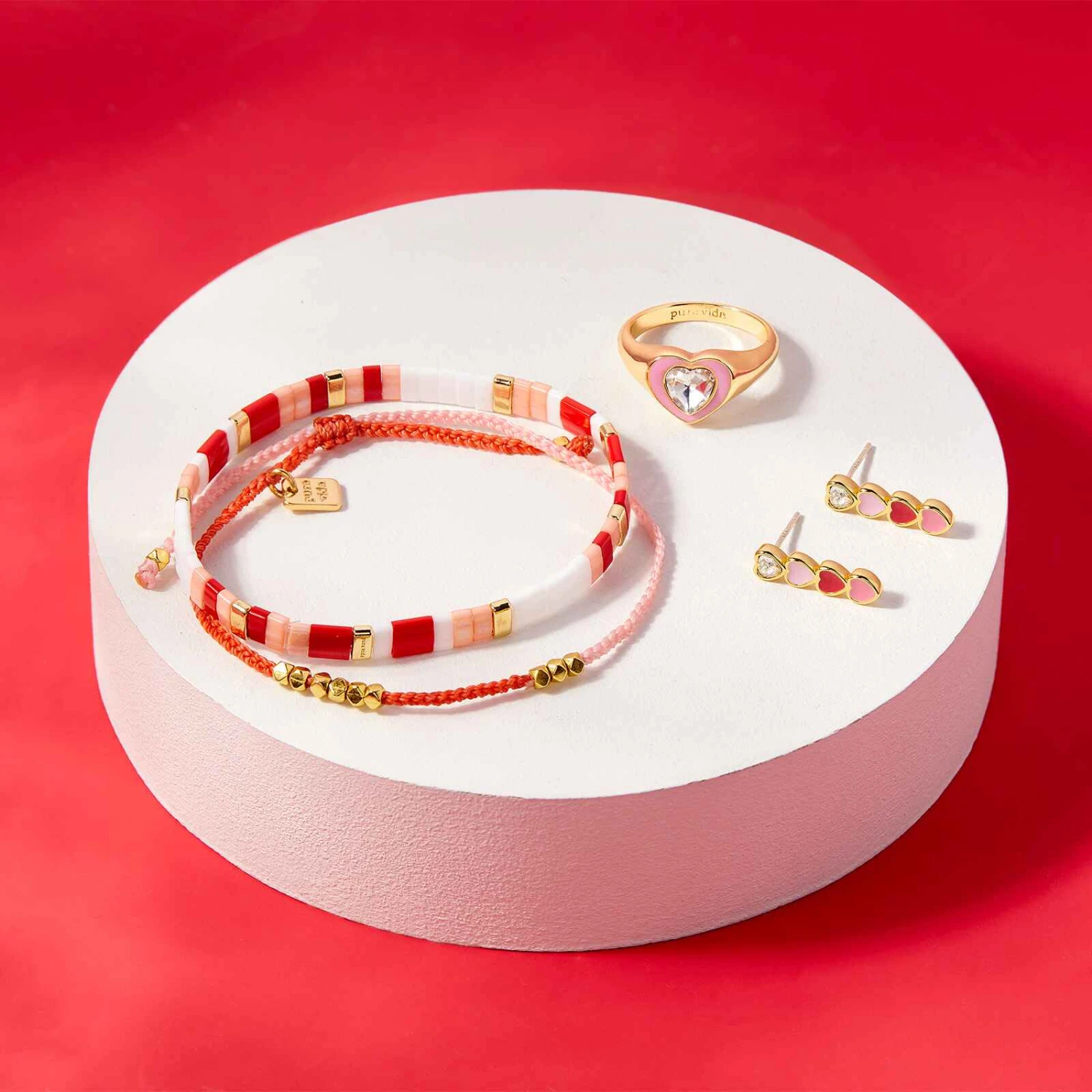 Smitten Enamel Heart Drop Earrings - Image 7