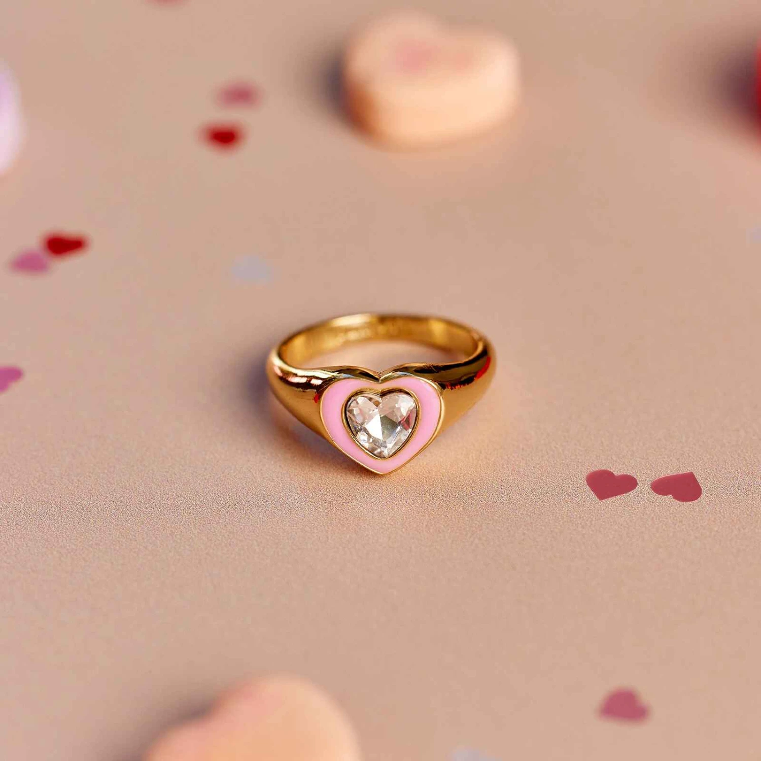 Stone & Enamel Heart Ring - Image 2