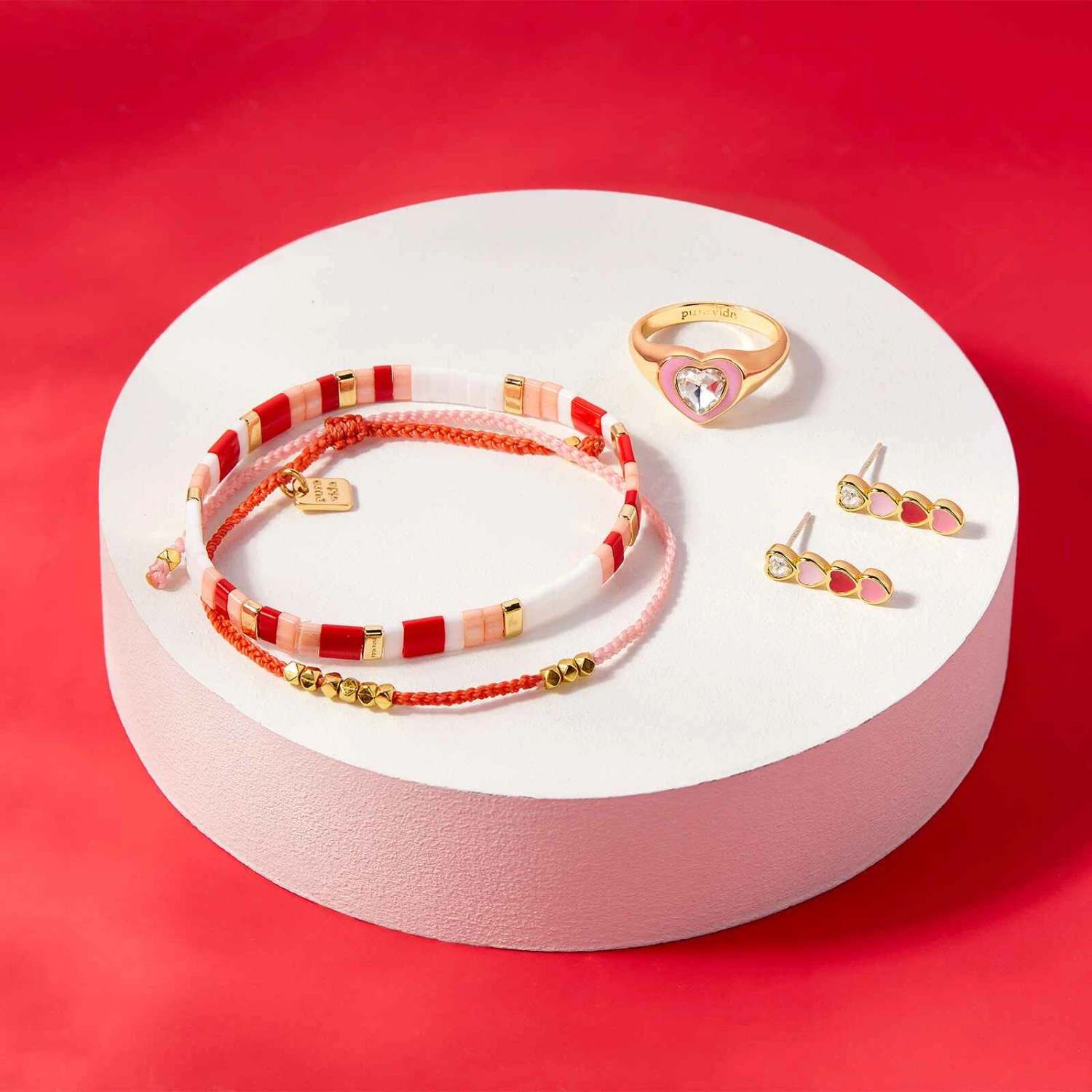 Stone & Enamel Heart Ring - Image 9