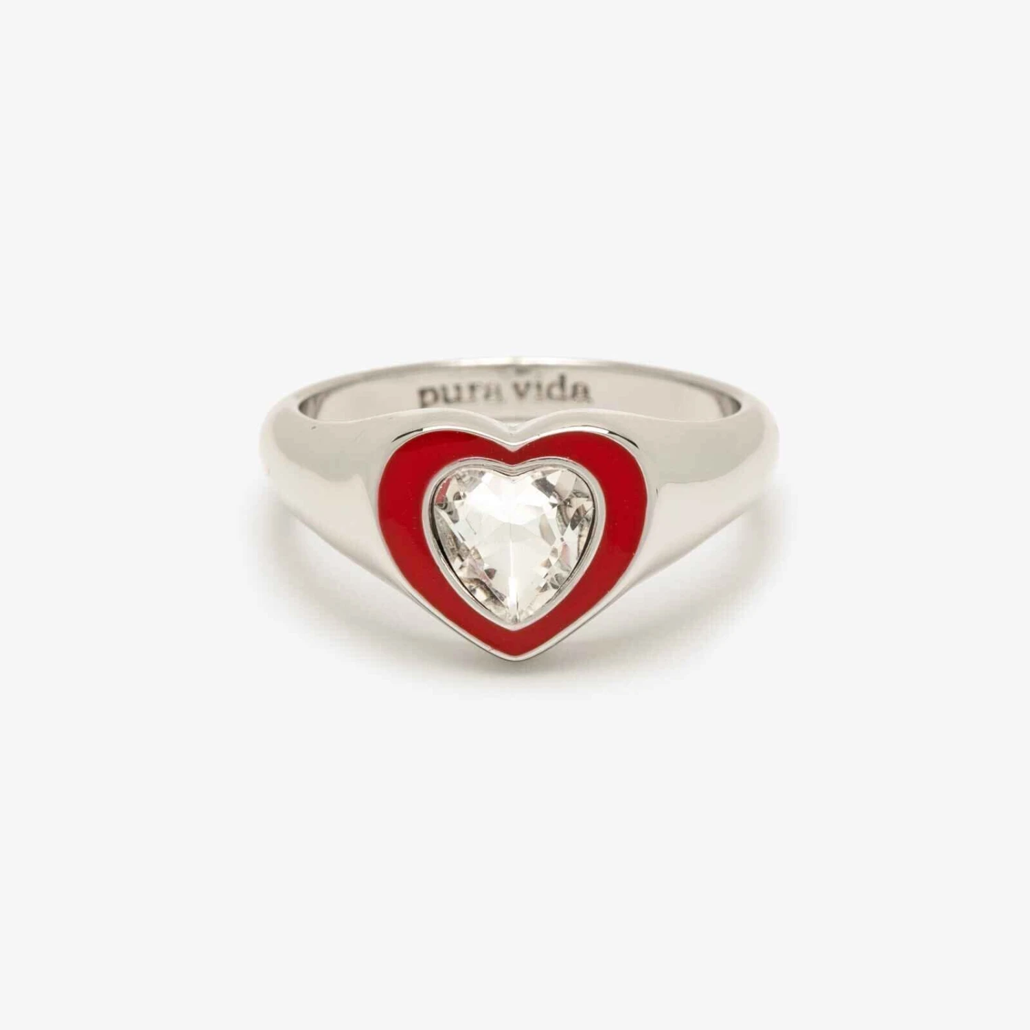 Stone & Enamel Heart Ring - Image 11