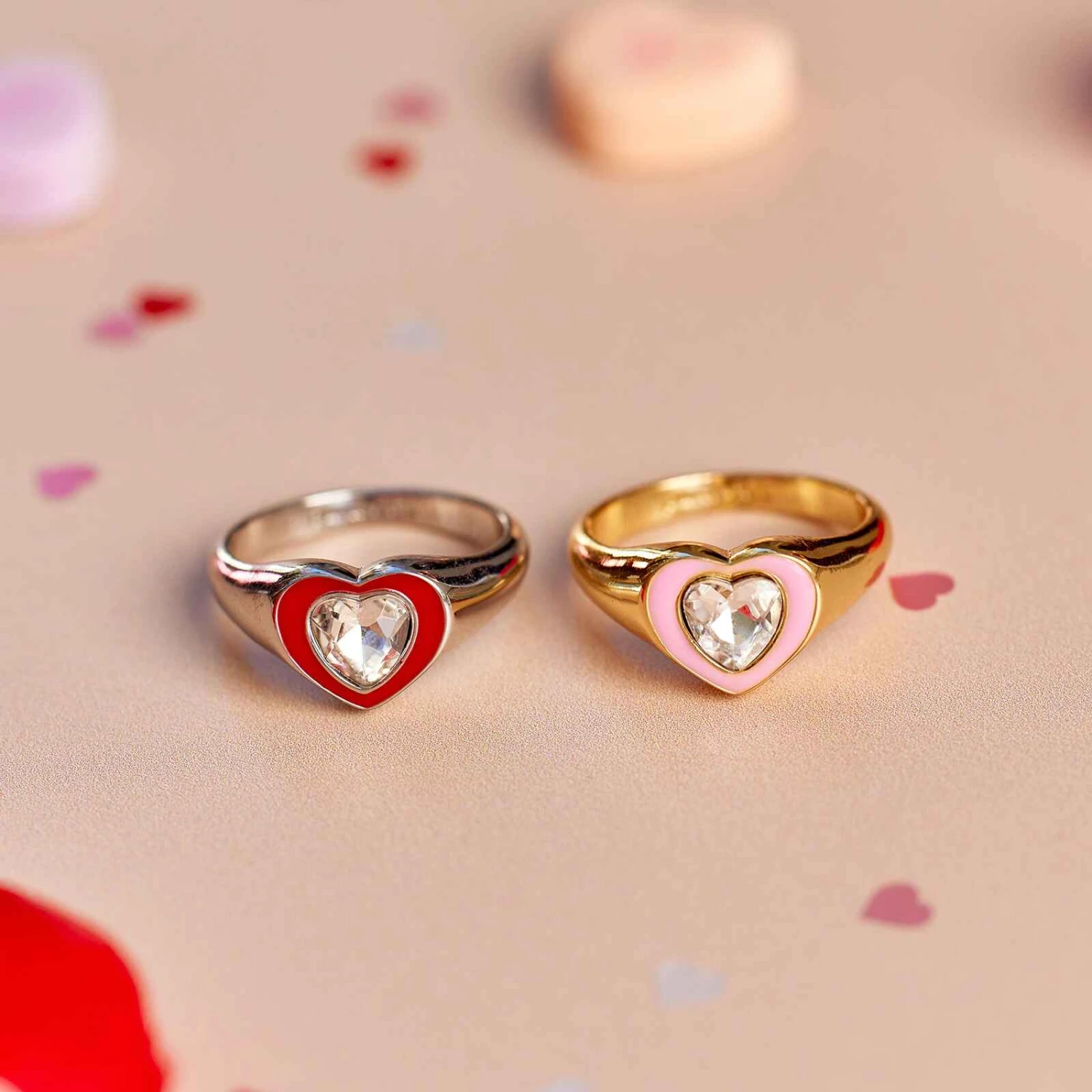Stone & Enamel Heart Ring - Image 15