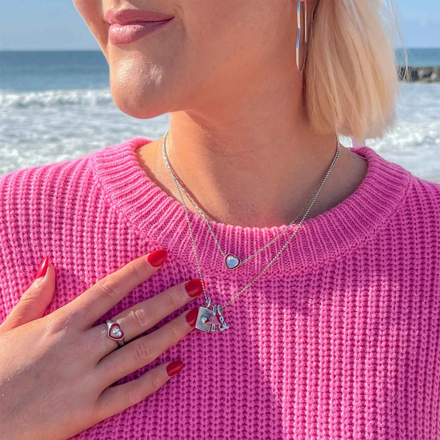 Stone & Enamel Heart Ring - Image 16