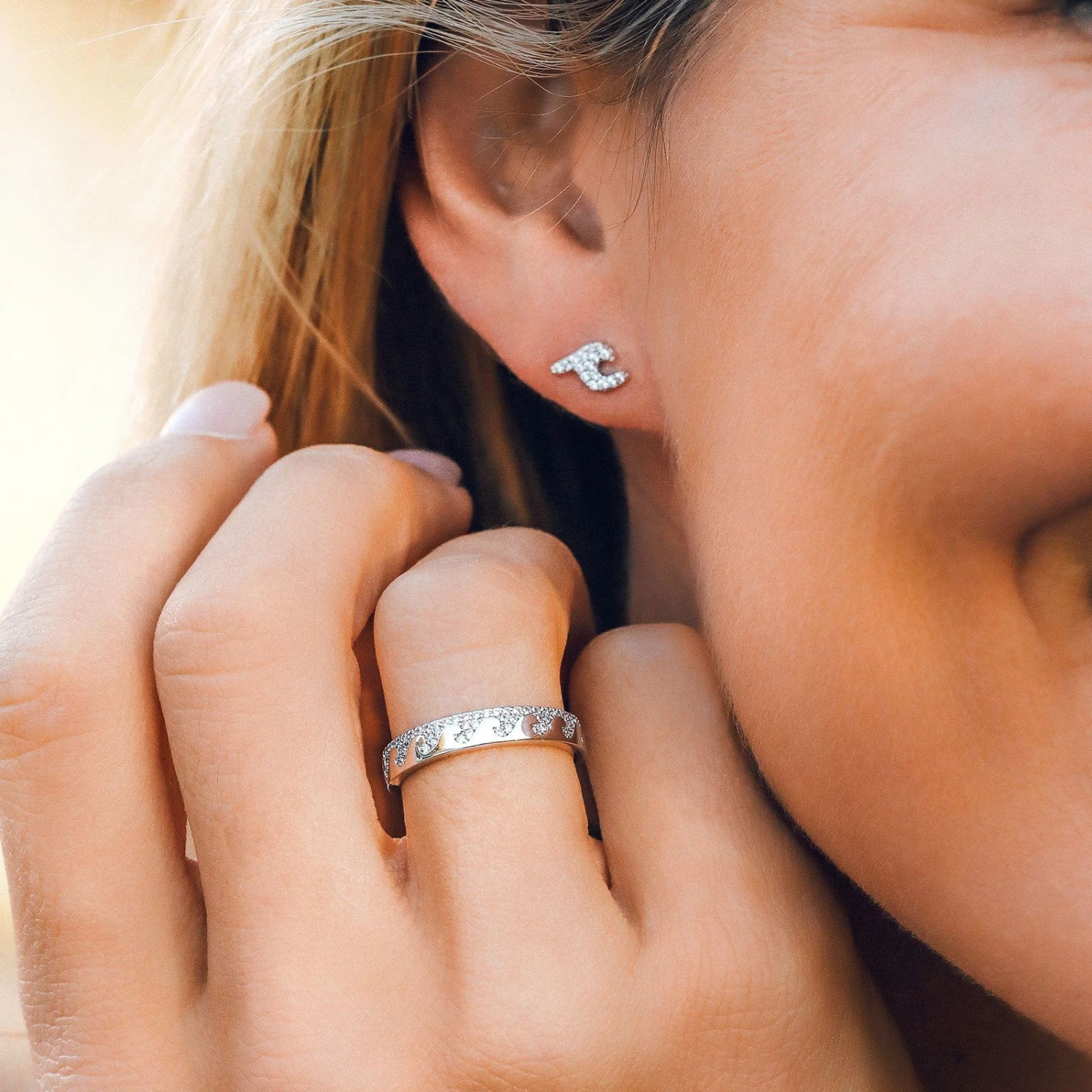 Crystal Wave Earring & Ring Set - Image 2