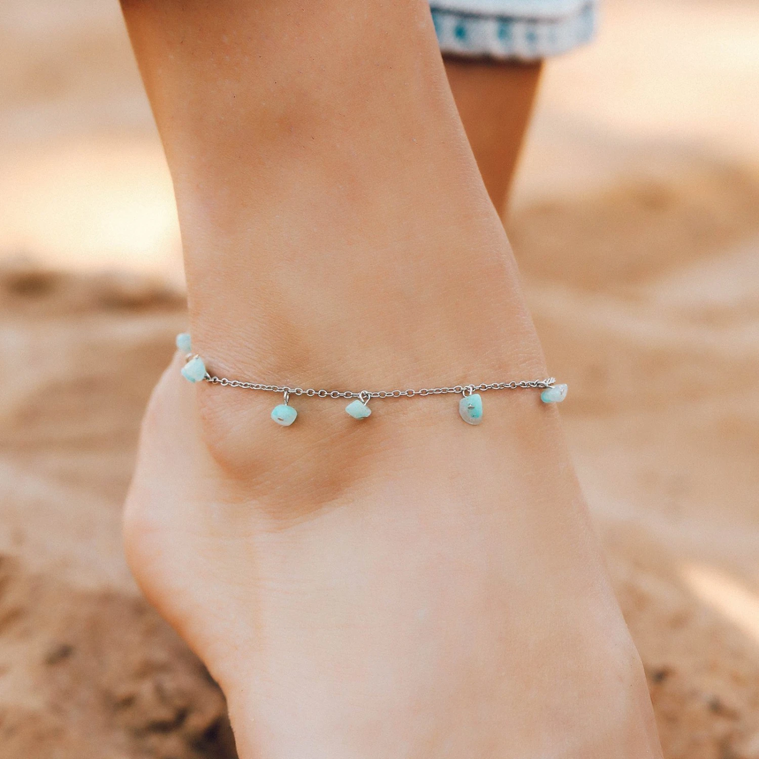 Dangling Gem Chain Anklet - Image 2