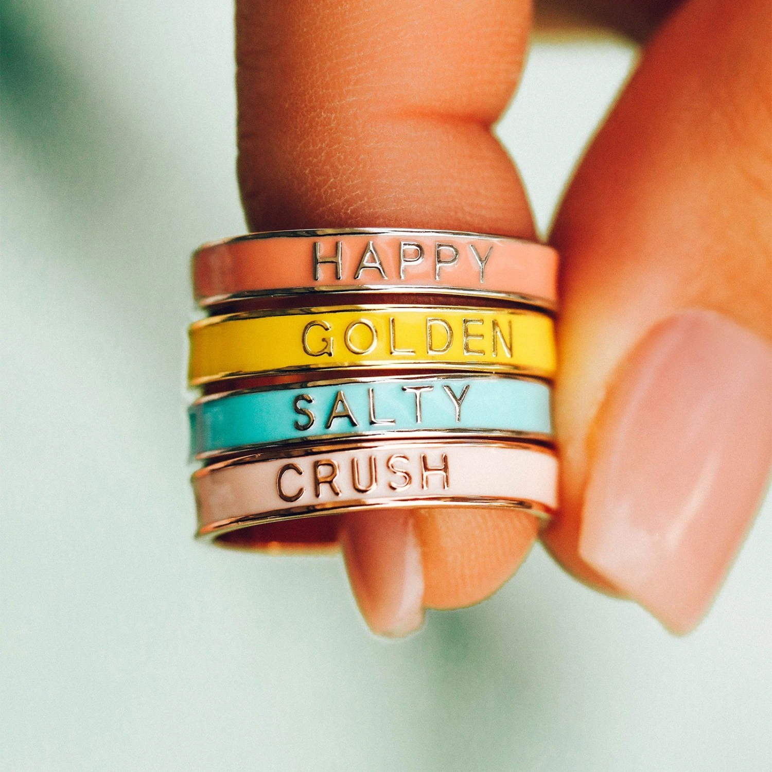Crush Enamel Word Ring - Image 3