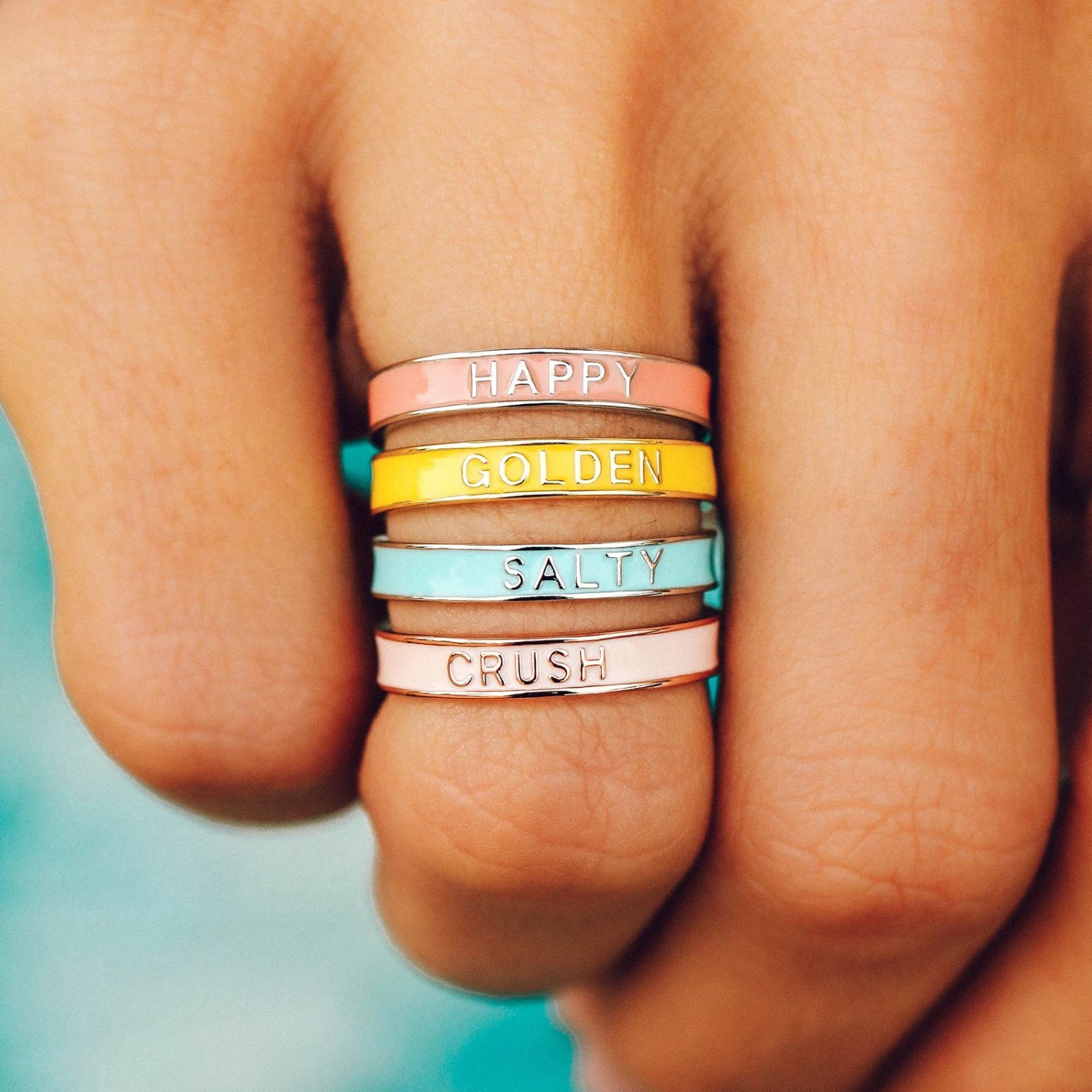 Crush Enamel Word Ring - Image 2