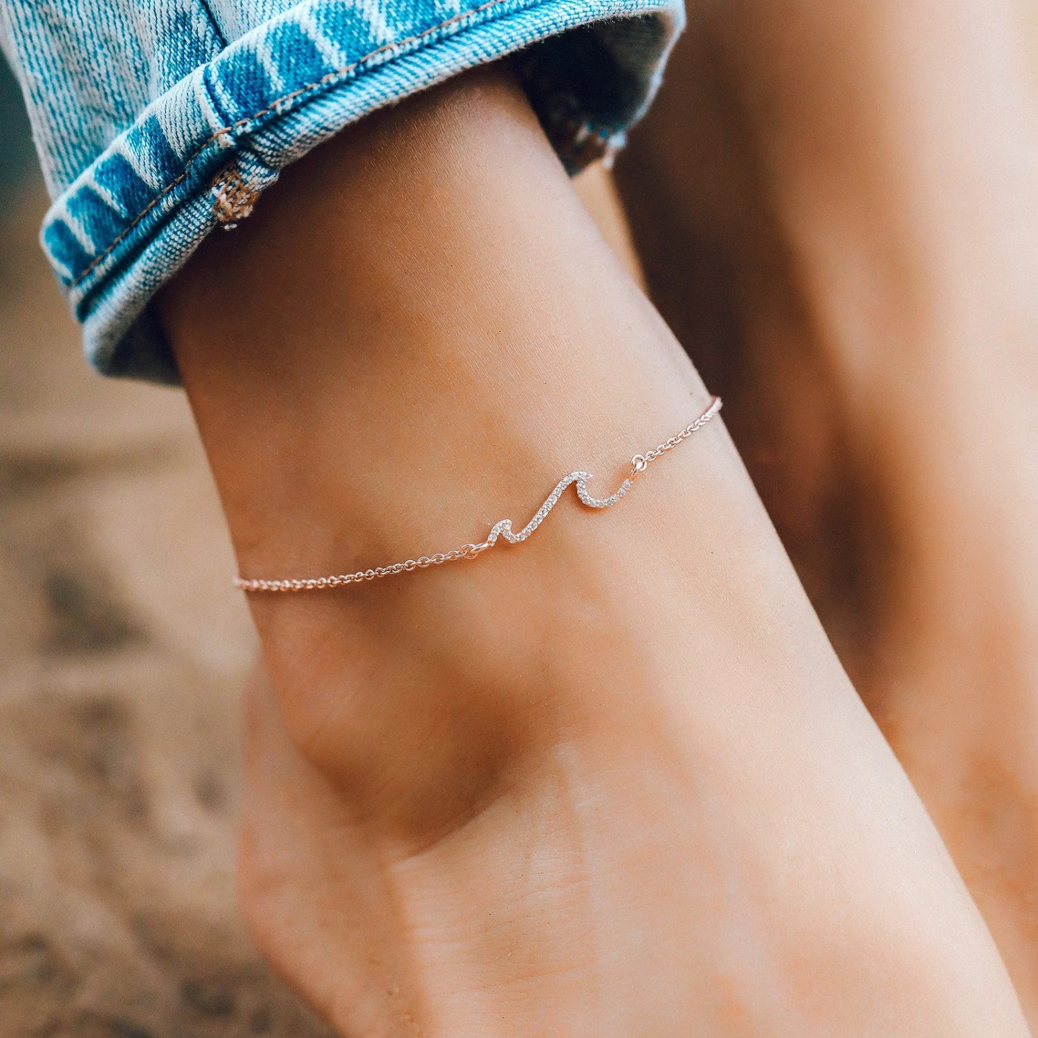 Pave Wave Anklet - Image 4