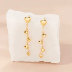 Heart Drop Chain Earrings