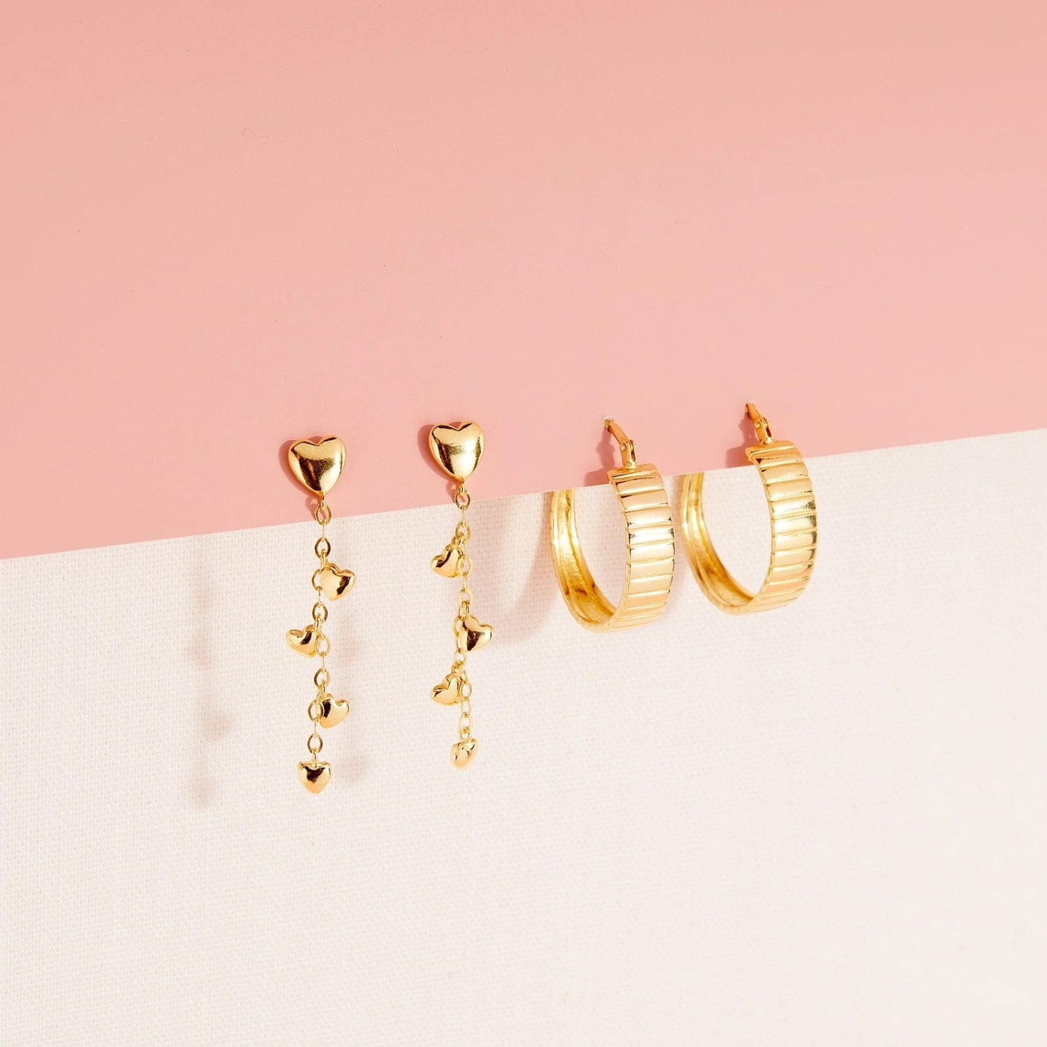 Heart Drop Chain Earrings - Image 4