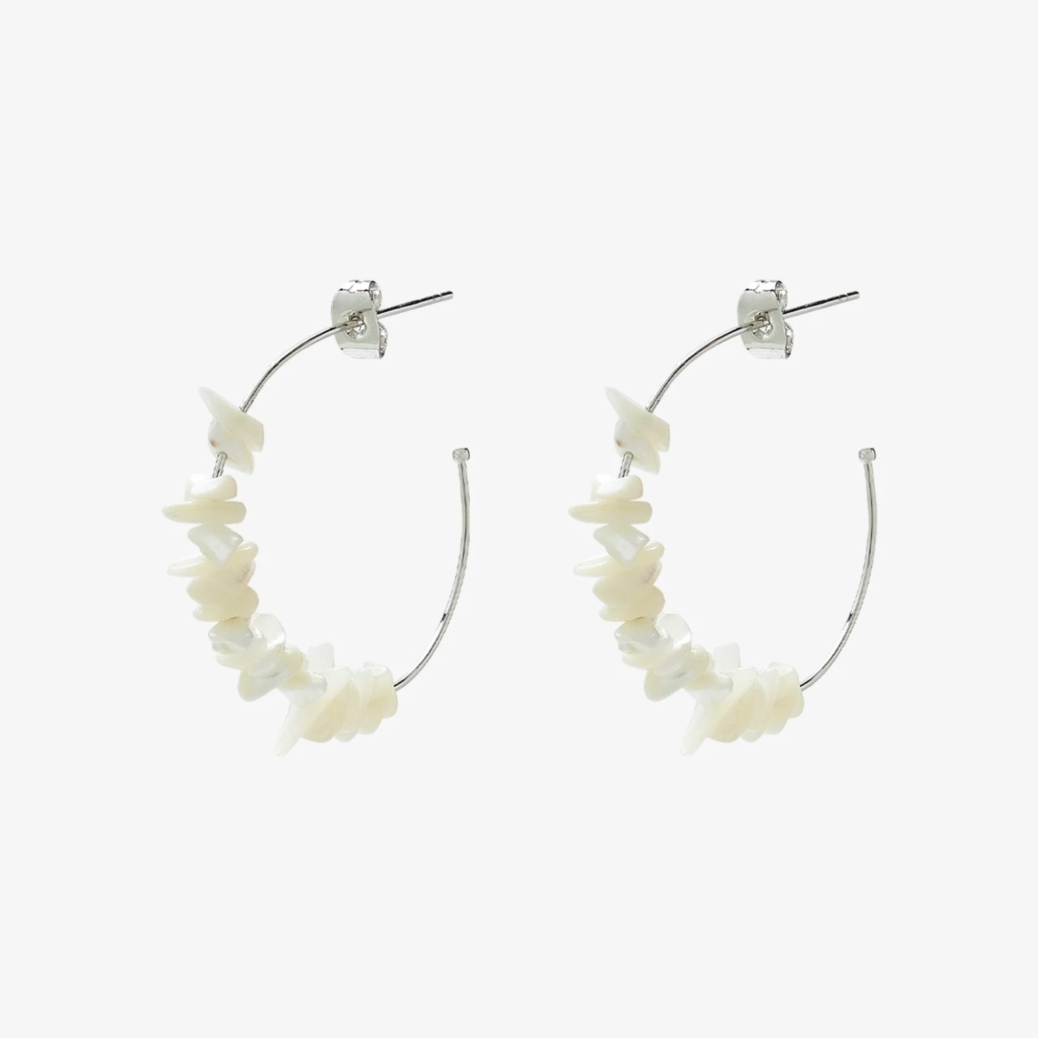 Mother Of Pearl Chip Hoop Earrings - Image 2