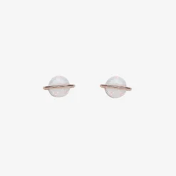 Rose Gold Opal Saturn Stud Earrings